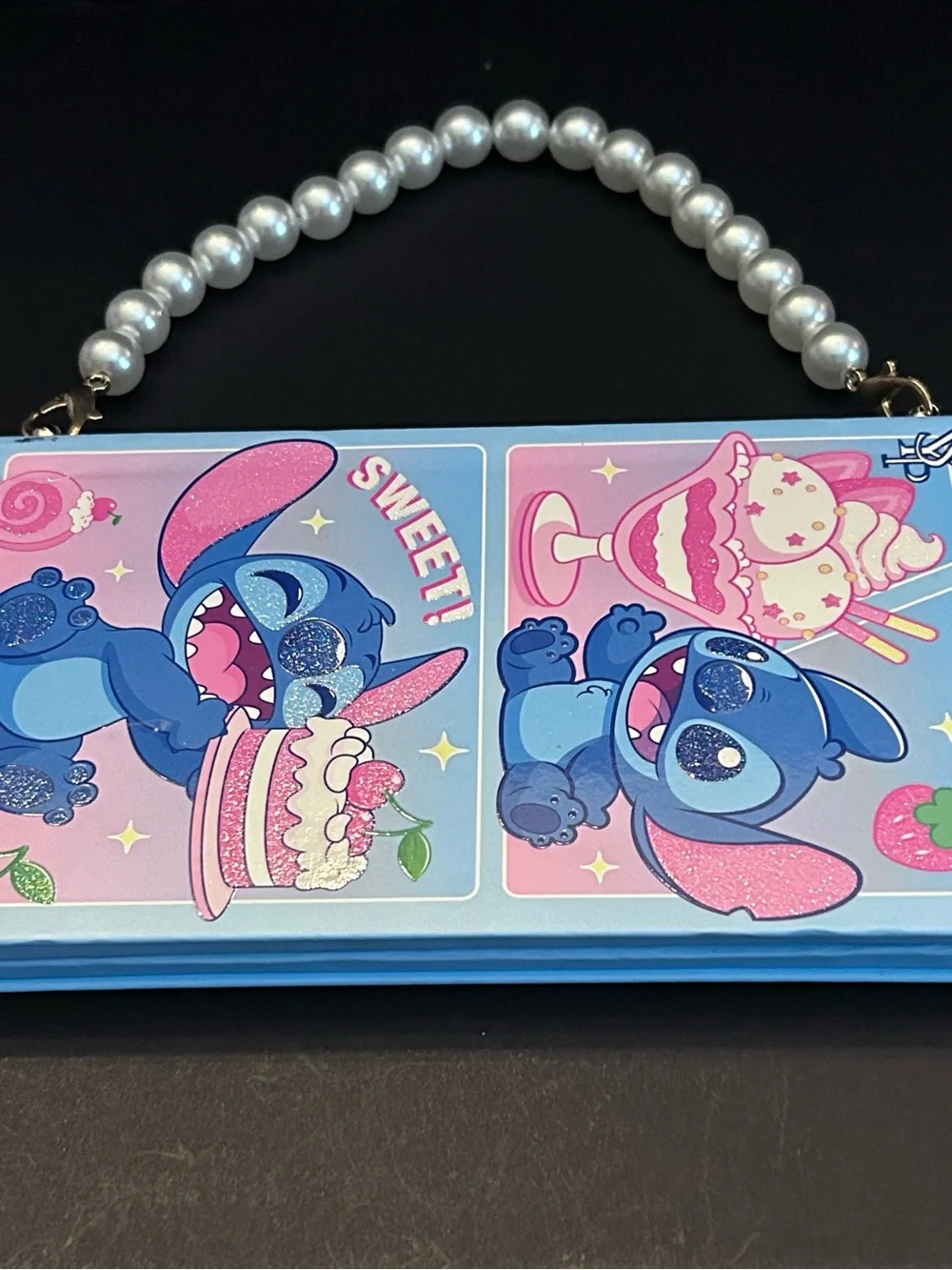 Disney Stitch Sweet Treats Cosmetic Palette With Pearl Handle Blue Pink NEW